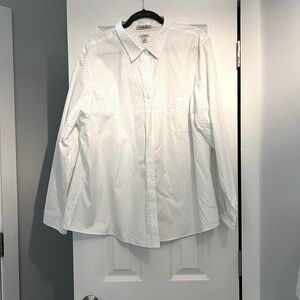 L.L. Bean black and white polka dot blouse.